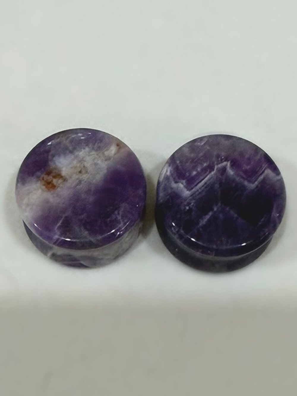3/4" 19mm Amethyst Stone Plugs with Good Variation (Double Flare)